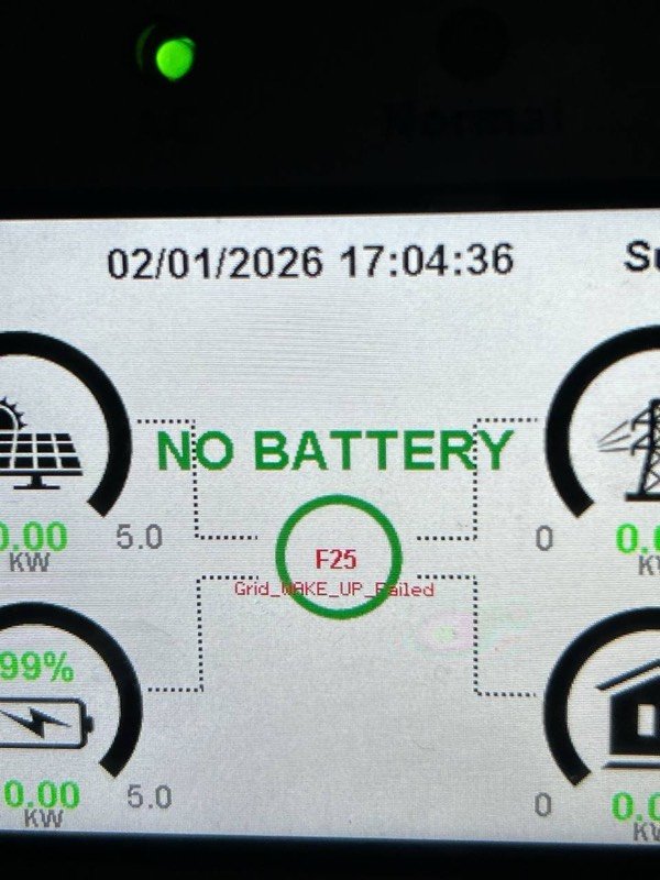 Deye F25 · NO BATTERY: Інвертор не бачить батарею